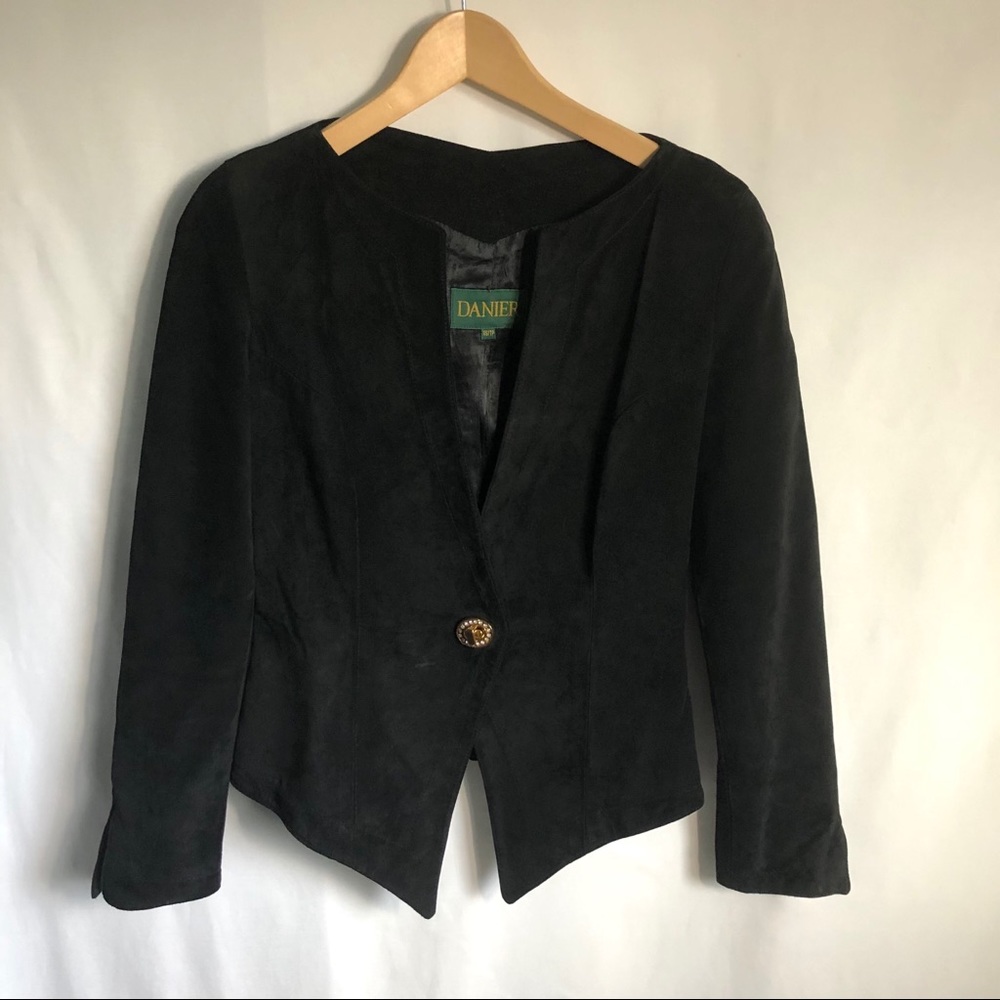Danier black genuine leather gold clasp jacket